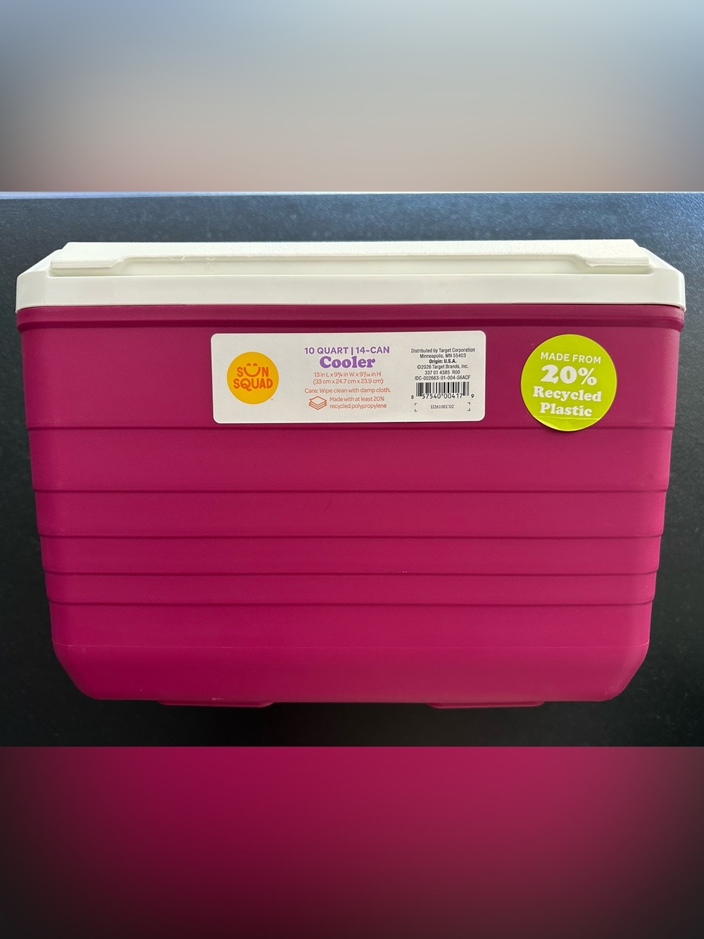 Sun Squad Fuchsia 10-Quart 14 Can Cooler With Lid